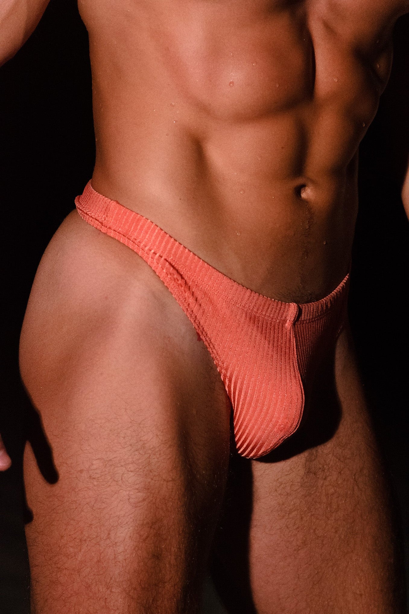 SAMMY Menswear® Ribbed Basic Swim Thong Coral