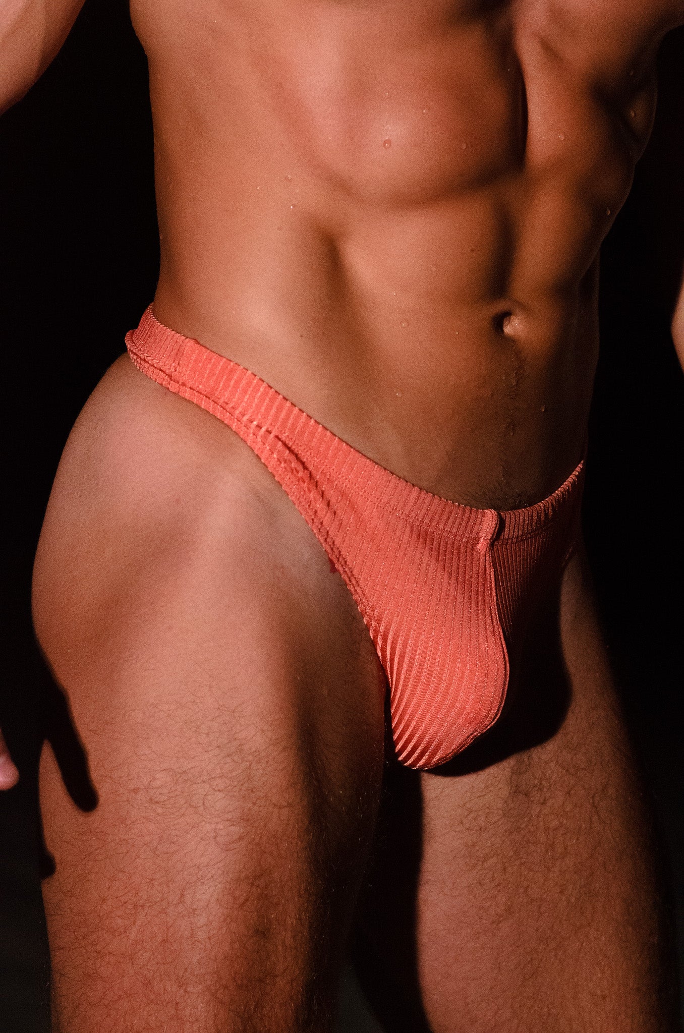 SAMMY Menswear® Ribbed Basic Swim Thong Coral