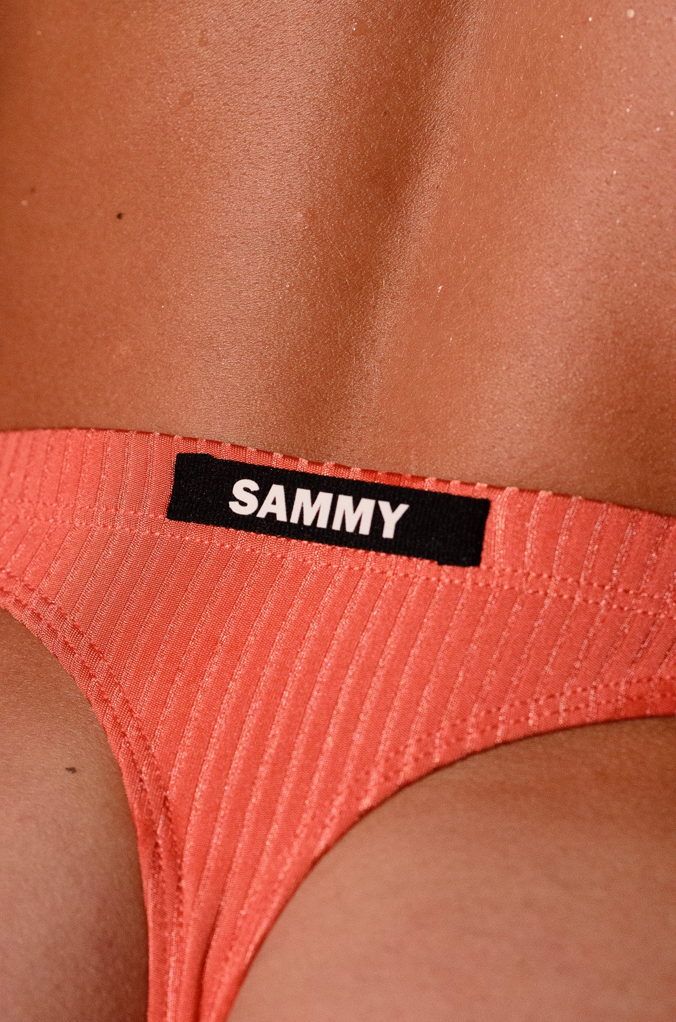 SAMMY Menswear® Ribbed Basic Swim Thong Coral