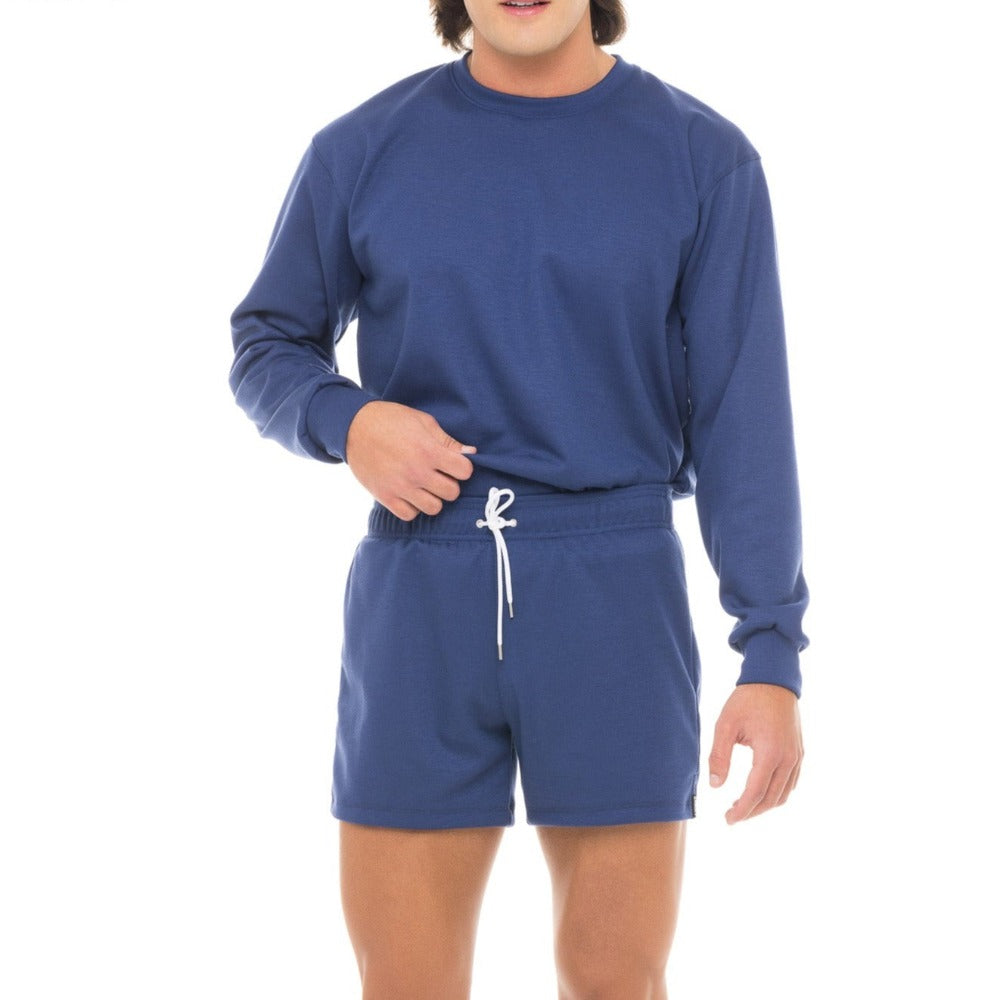 Men's Blue Leisure Crewneck Sweatshirt by SAMMY Menswear, an LGBTQ-Owned, Sustainable, American Brand
