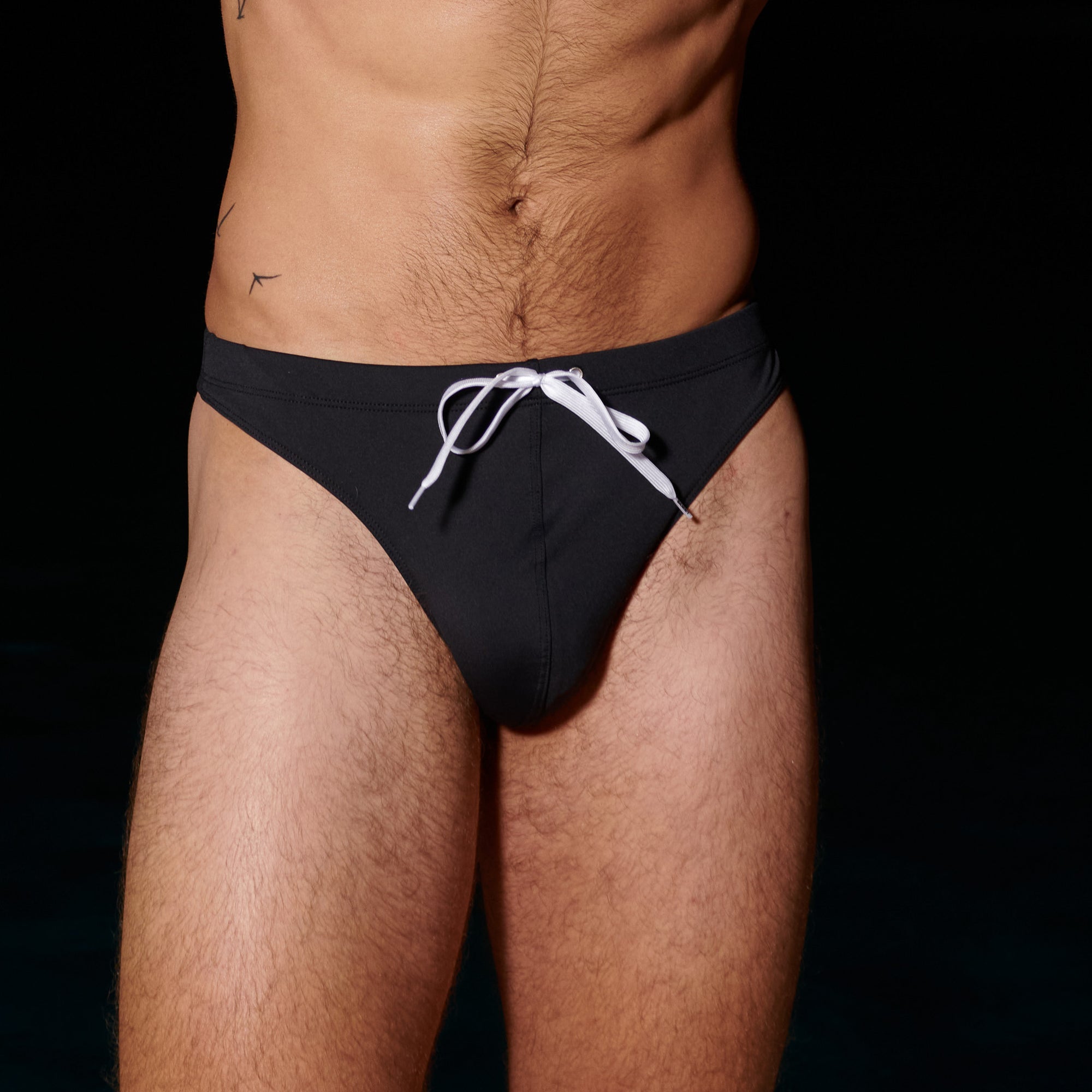 Black Classic Swim Thong in Detail