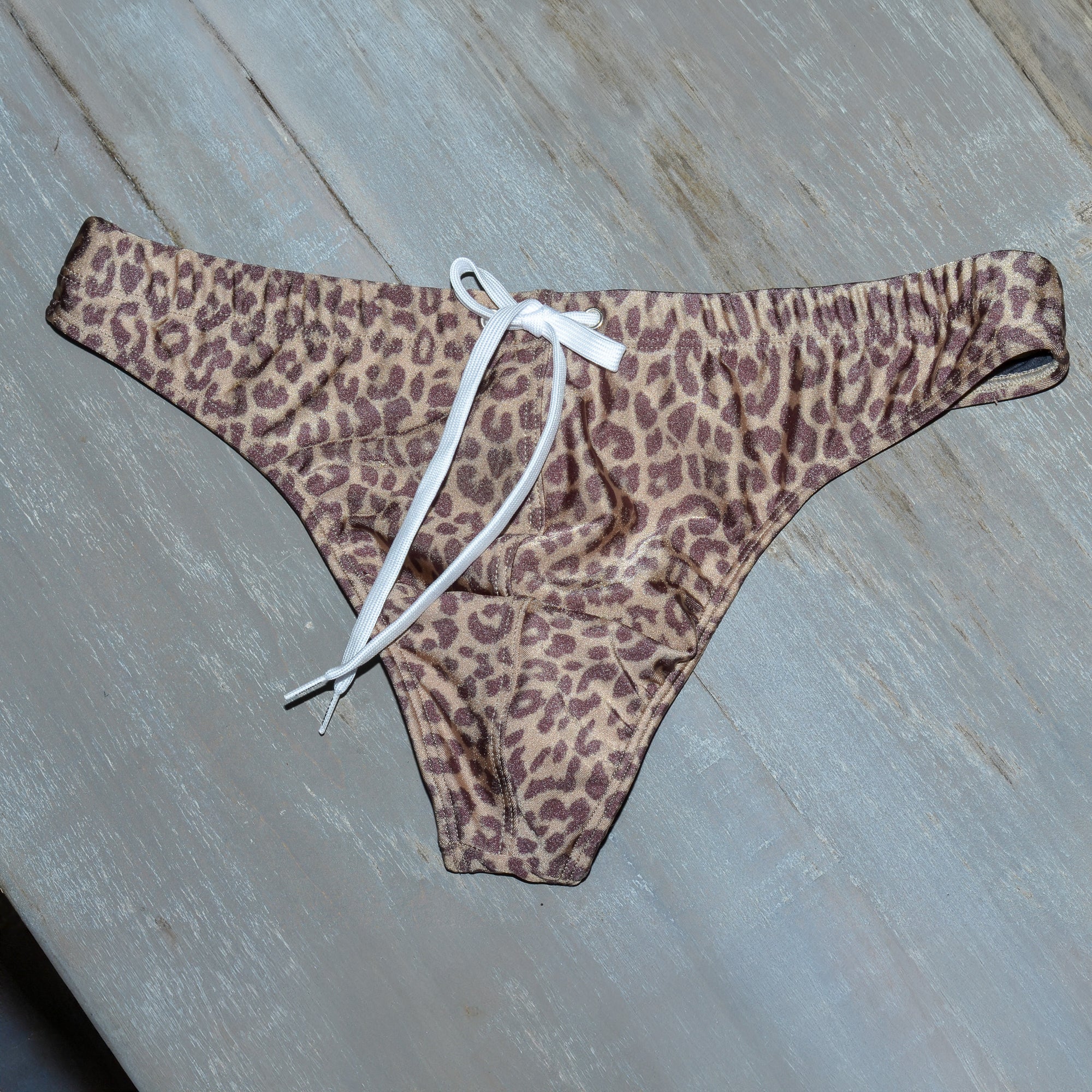 Cheetah Print Swim Thong Laying