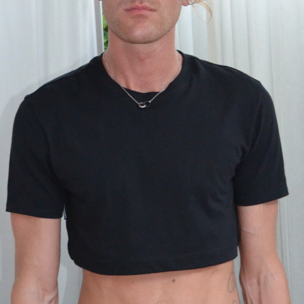 Men's Black Crop Top T-Shirt by SAMMY Menswear, an LGBTQ-Owned, Sustainable, American Brand