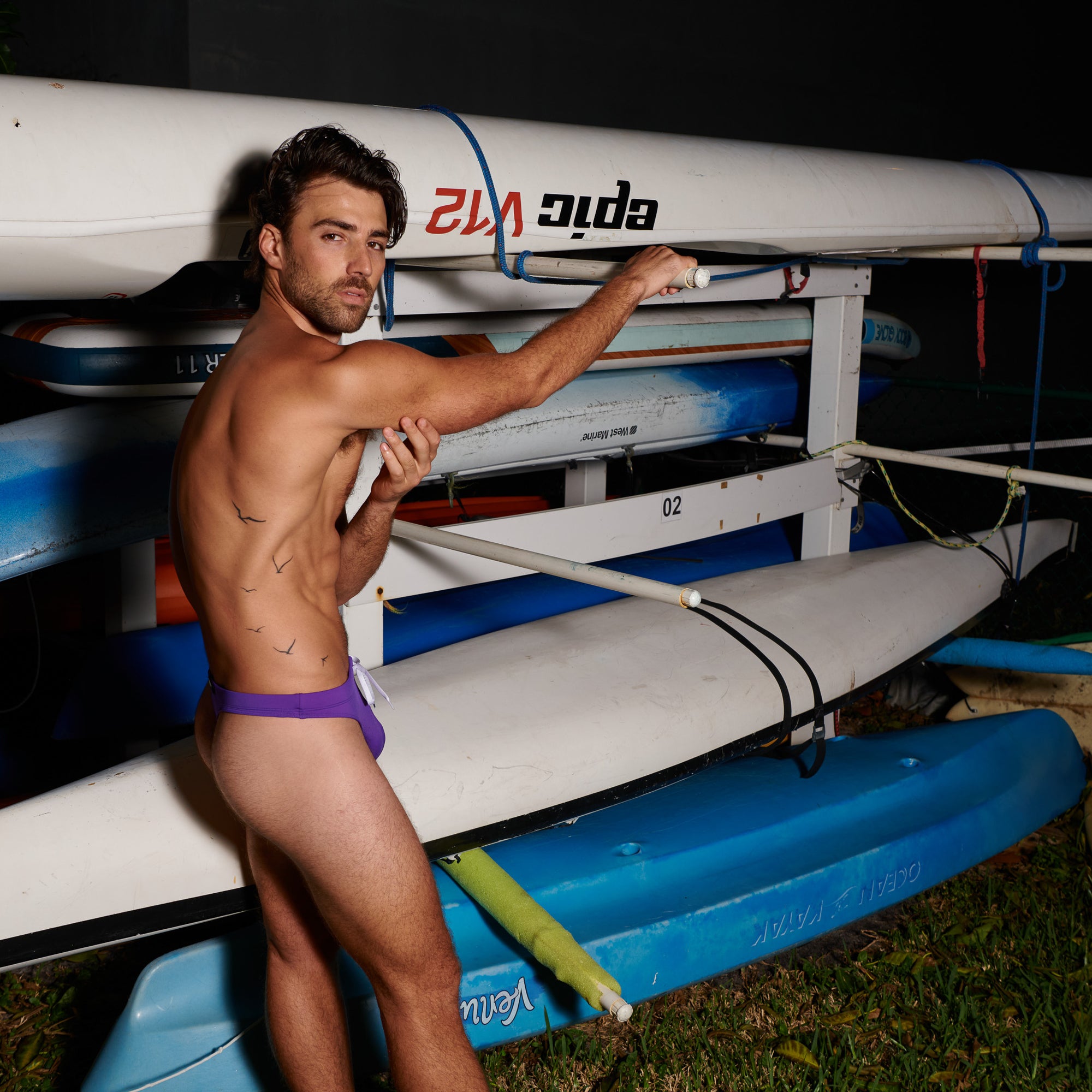 SAMMY Menswear Men's Swim G-String Thong Bikini in Purple