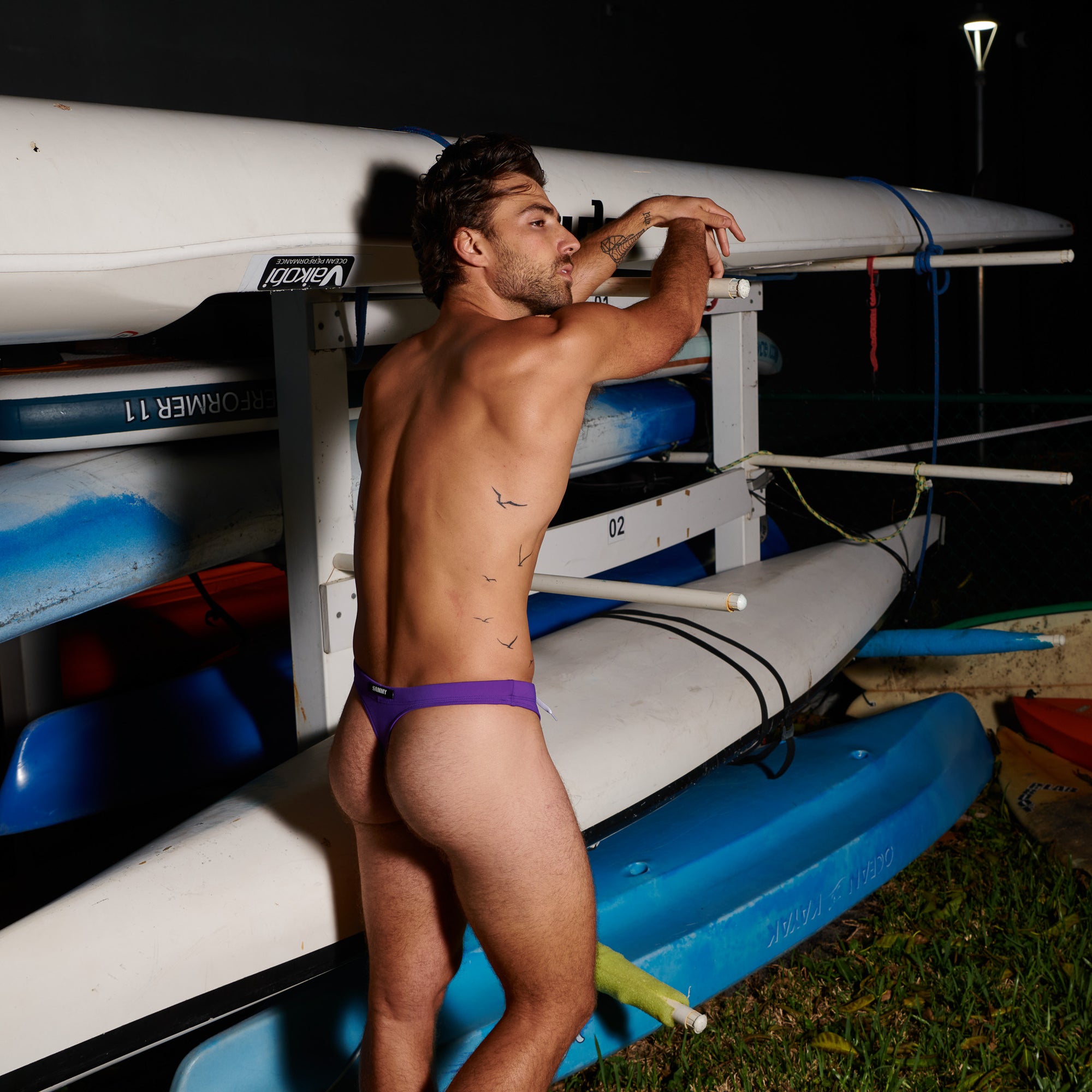 SAMMY Menswear Men's Swimwear G-String Thong Bikini in Purple