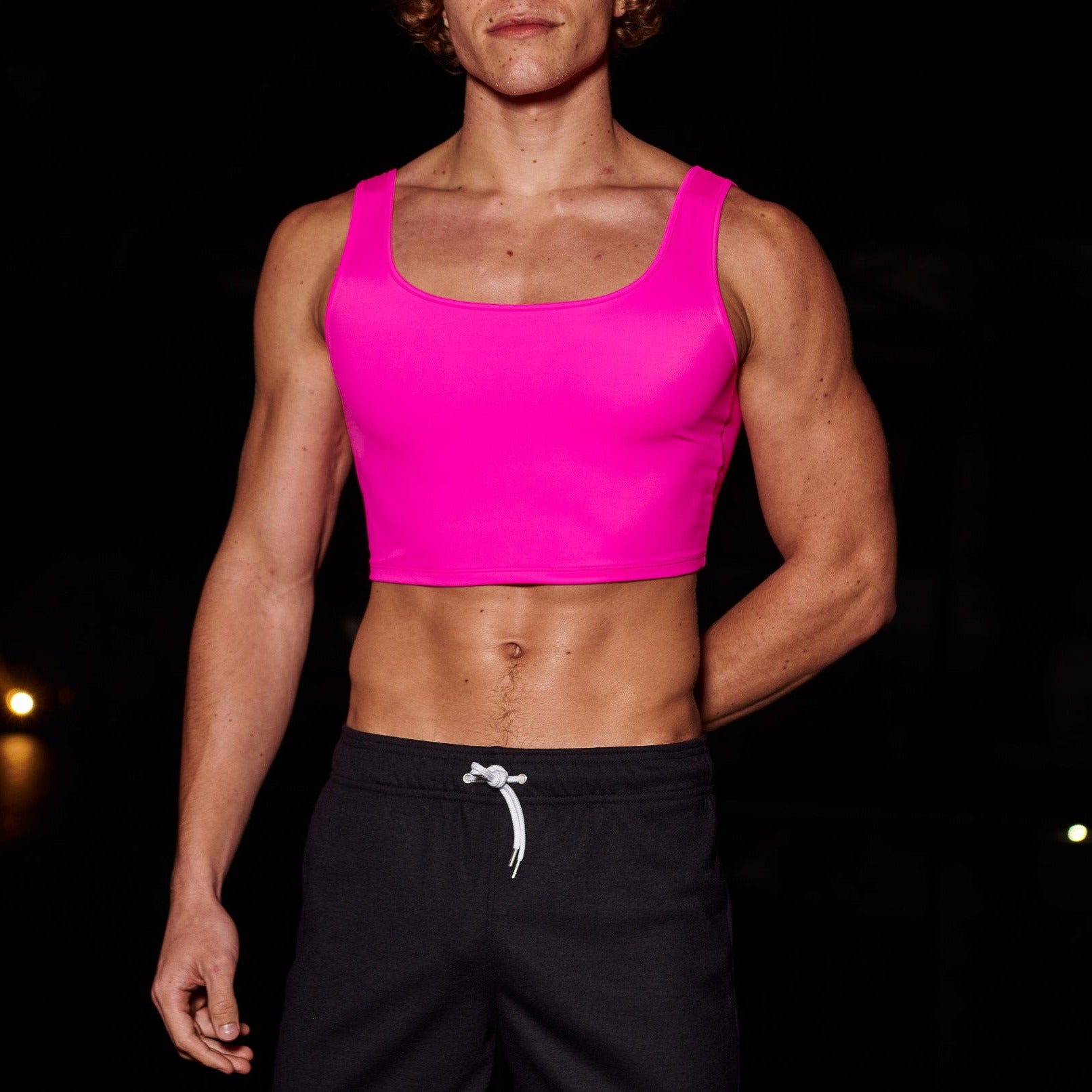 Hot Pink Versatile Swim Tank Men