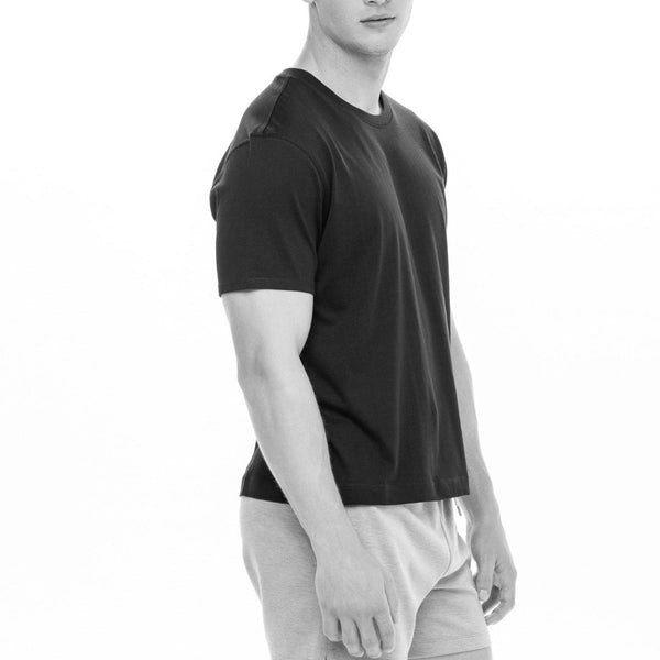 Men's Black Pima Cotton Untucked T-Shirt Top by SAMMY Menswear, an LGBTQ-Owned, Sustainable, American Brand