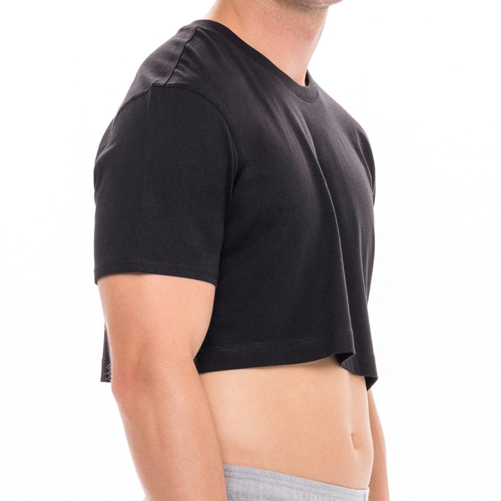 Men's Black Crop Top T-Shirt by SAMMY Menswear, an LGBTQ-Owned, Sustainable, American Brand