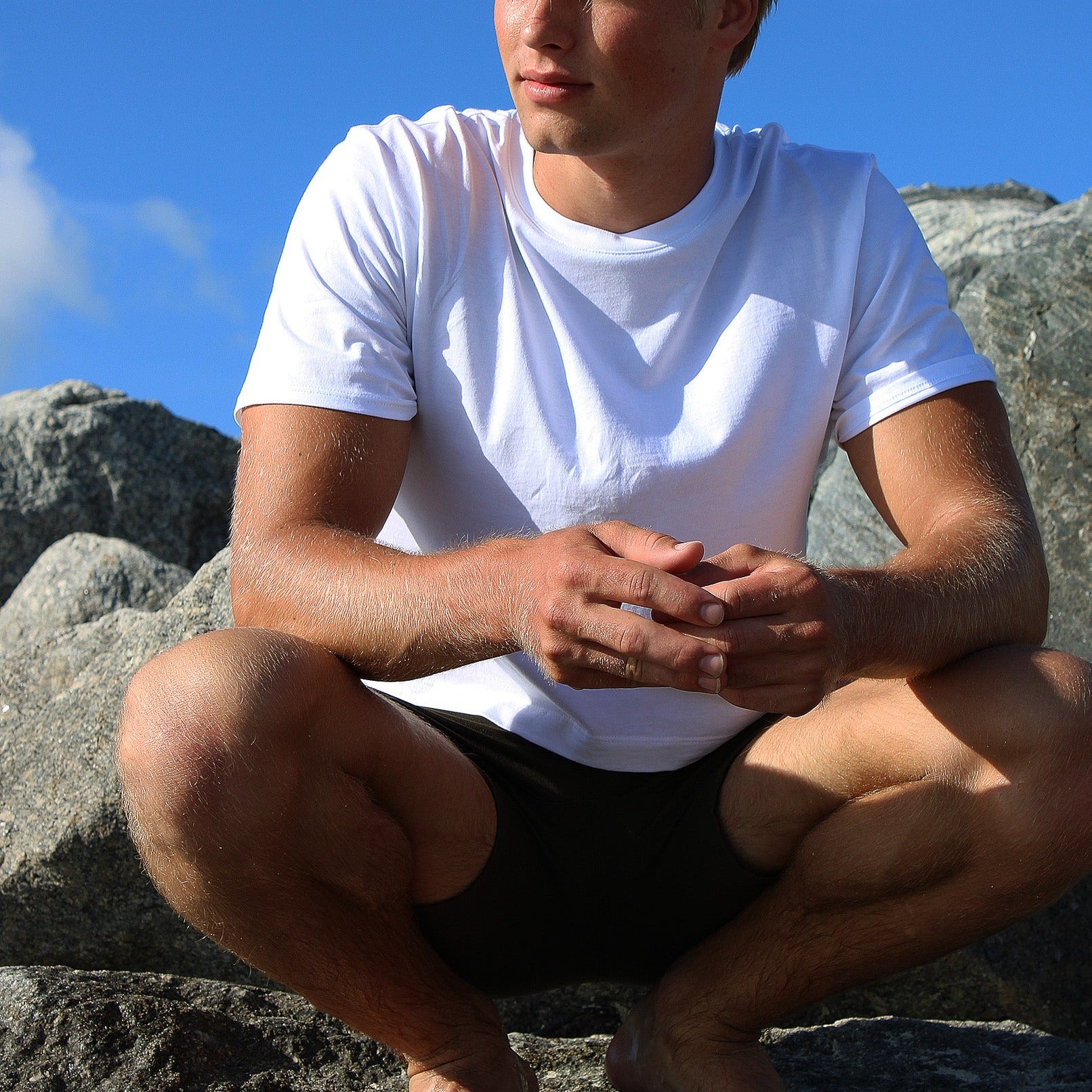 White Midriff Tee Model