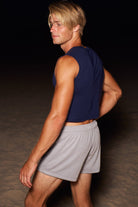 SAMMY Menswear® Midriff Muscle Tank Navy