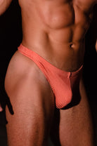SAMMY Menswear® Ribbed Basic Swim Thong Coral