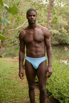 SAMMY Menswear® Ribbed Cheeky Swim Brief Powder Blue